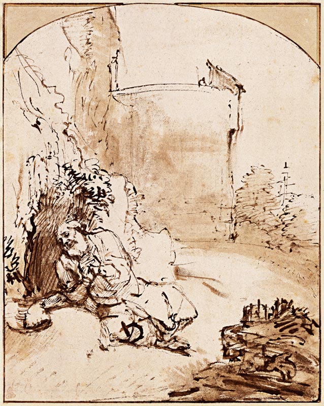 The Prophet Jonah before the Walls of Nineveh a Rembrandt van Rijn