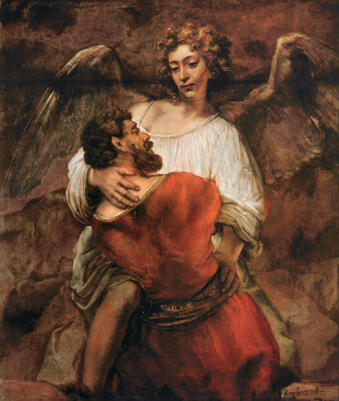 La lotta di Giacobbe con l'angelo a Rembrandt van Rijn