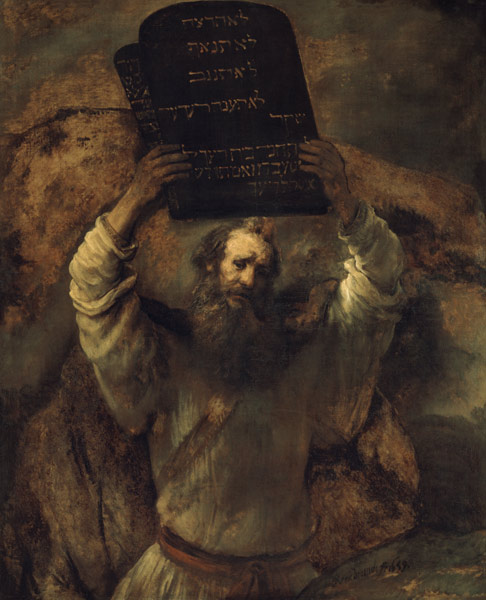 Moses shatters the law panels a Rembrandt van Rijn