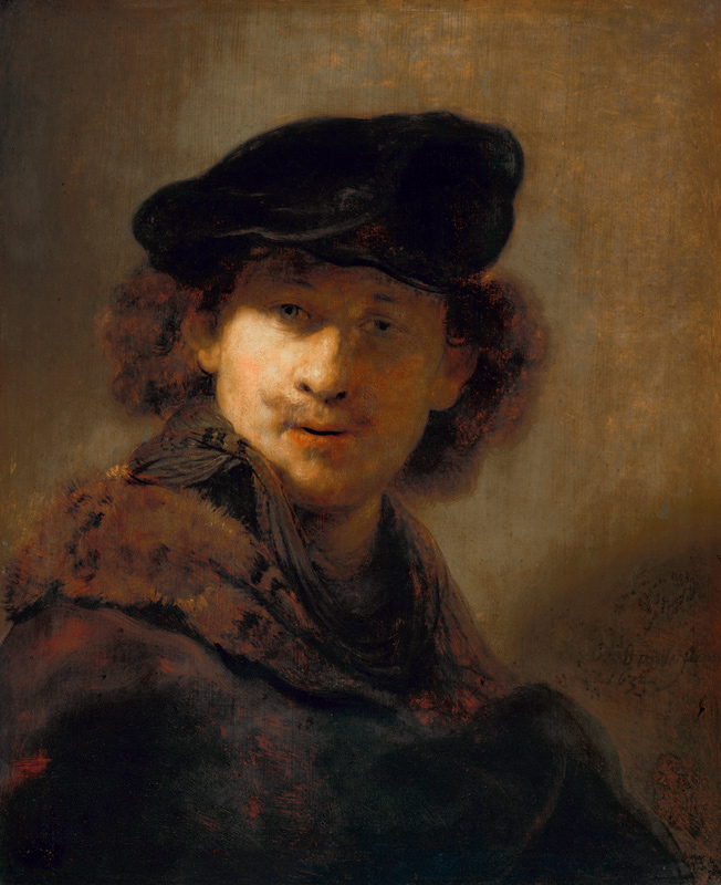 Self-Portrait with Velvet Beret a Rembrandt van Rijn