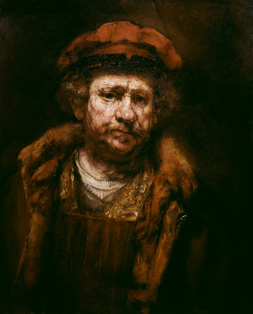 Rembrandt, Selbstbildnis mit roter Mütze a Rembrandt van Rijn
