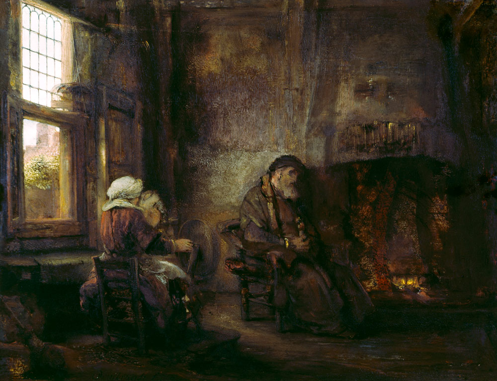 Tobit and Anna waiting for the return of their son a Rembrandt van Rijn
