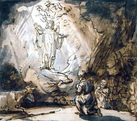 Annunciation to the Shepherds a Rembrandt van Rijn