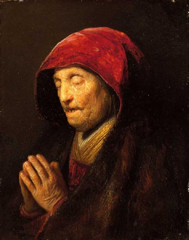 Betende alte Frau, bekannt als 'Rembrandts Mutter'. a Rembrandt van Rijn