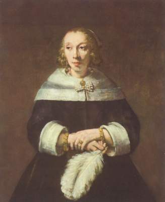Portrait of a lady with ostrich feather a Rembrandt van Rijn