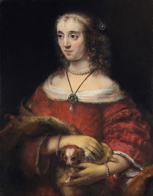 Portrait of a Lady with a Lap Dog a Rembrandt van Rijn
