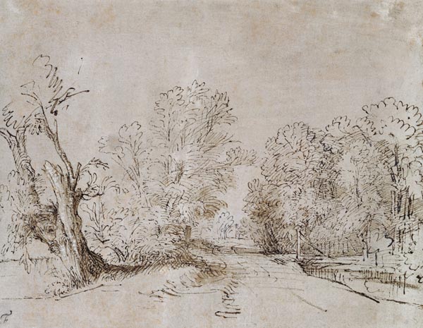 A Wooded Road a Rembrandt van Rijn