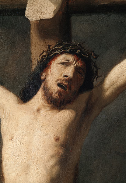 Christ on the Cross, detail of the head a Rembrandt van Rijn