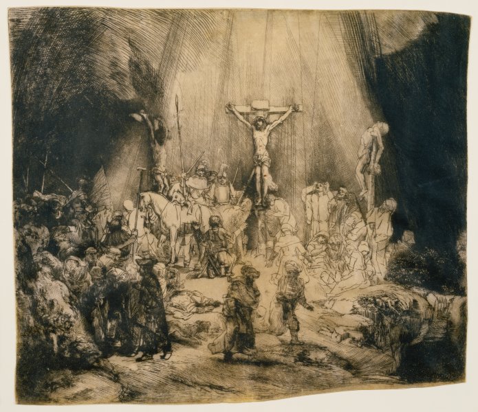 Christ crucified between the two thieves: The three crosses a Rembrandt van Rijn