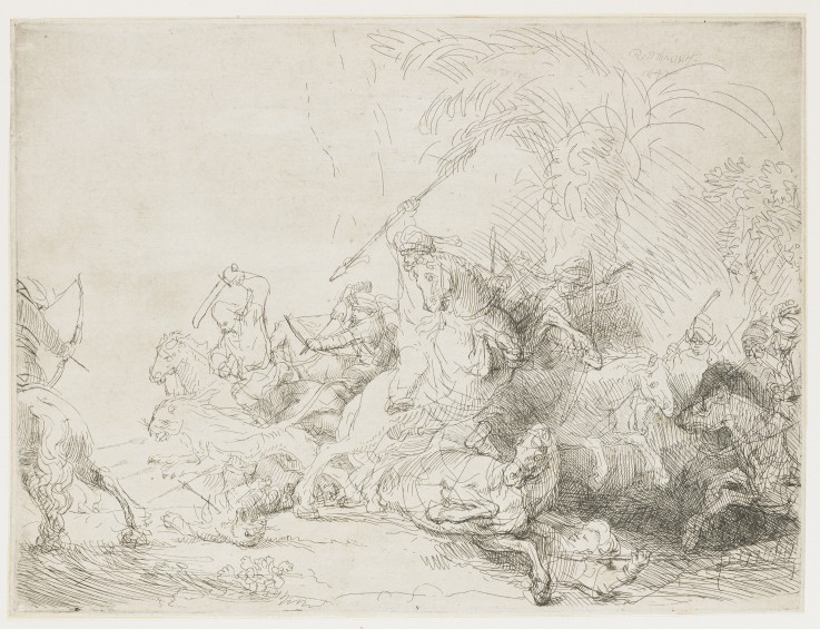 The Large Lion Hunt a Rembrandt van Rijn