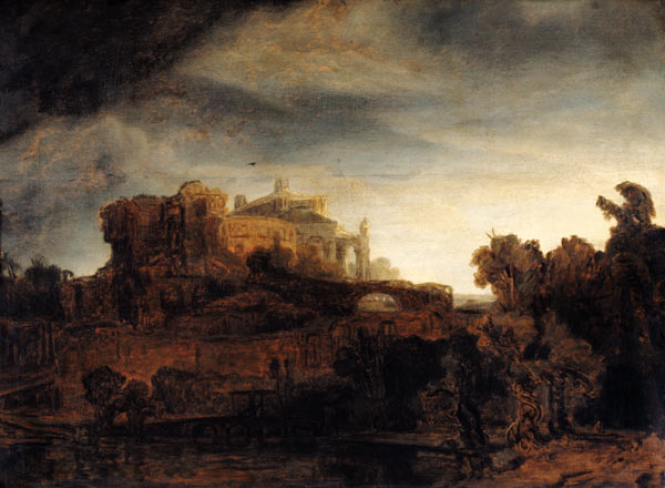 Landscape with a Chateau a Rembrandt van Rijn