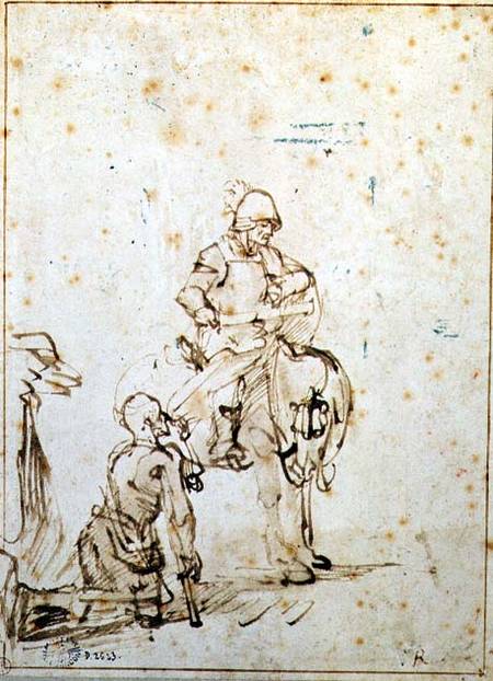 St. Martin and the Beggar (pen & ink on paper) a Rembrandt van Rijn