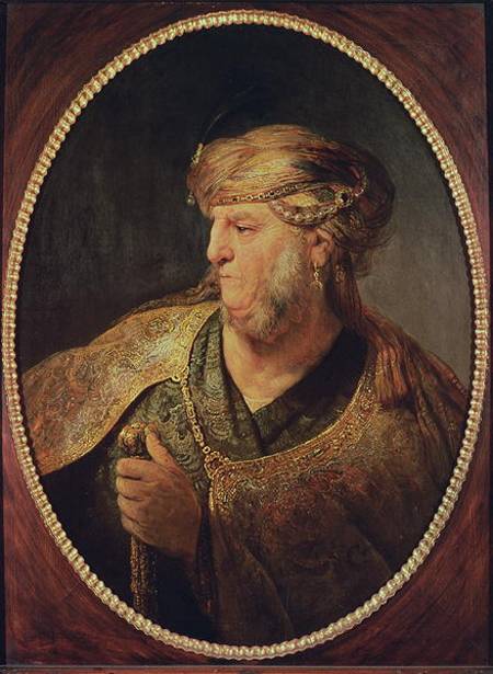 Portrait of a Man in Oriental Costume a Rembrandt van Rijn