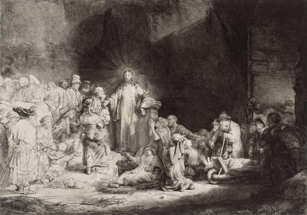 Christ healing the sick (The Hundred Guilder Print) a Rembrandt van Rijn
