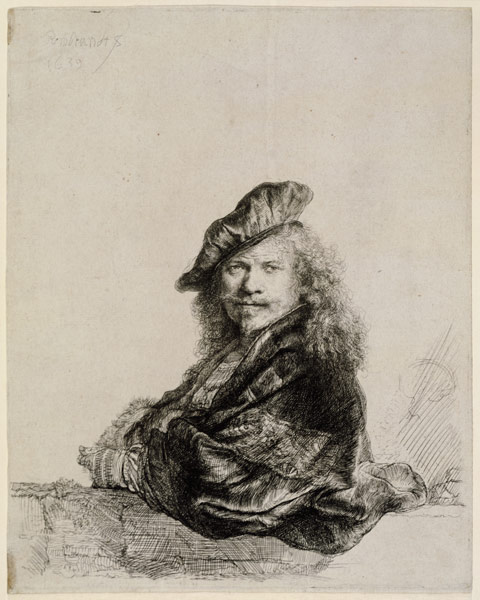 Selbstbildnis mit aufgelehntem Arm a Rembrandt van Rijn