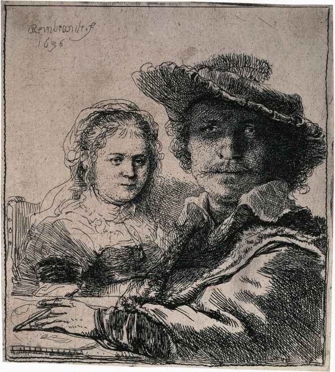 Self-Portrait with Saskia a Rembrandt van Rijn