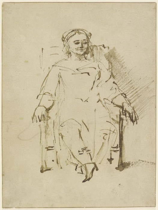 Sitting woman a Rembrandt van Rijn