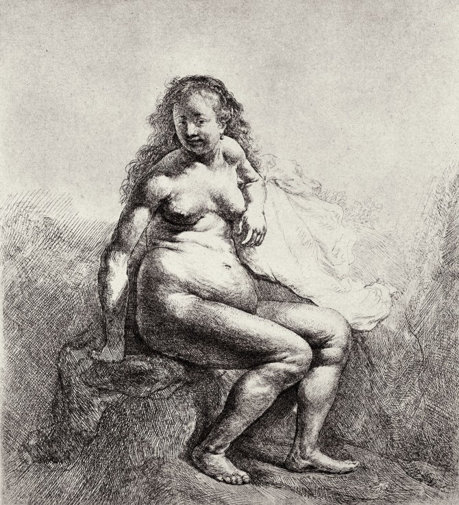 Seated nude woman a Rembrandt van Rijn