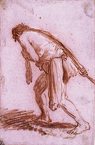 Study of a man who pulls a rope. a Rembrandt van Rijn