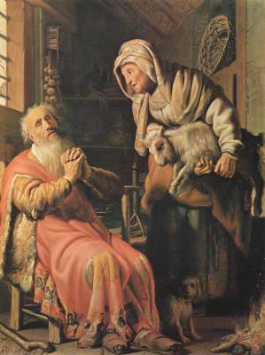 Tobias suspects his wife of the theft a Rembrandt van Rijn