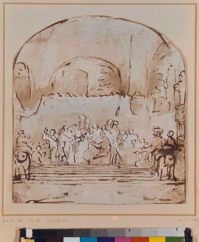 The conspiracy of the Claudius Civilis. a Rembrandt van Rijn