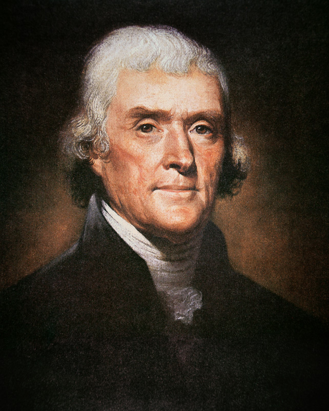 Thomas Jefferson (1743-1826) (colour litho) a Rembrandt Peale