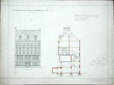 Design for a house for W. Flower Esq, Chelsea Embankment, London a Richard Norman Shaw