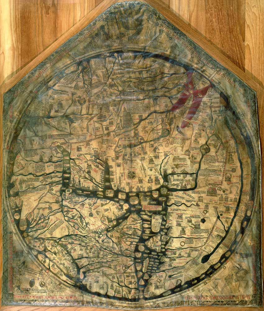Mappa Mundi, c.1290 (vellum) a Richard of Haldingham