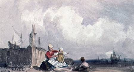 Fisherfolk on the Beach a Richard Parkes Bonington