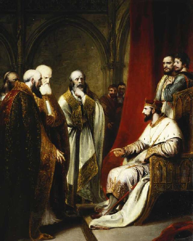 Heinrich III mit dem Erzbischof von Canterburg und den Bischöfen von Salisbury, Winchester und Carli a Richard Westall