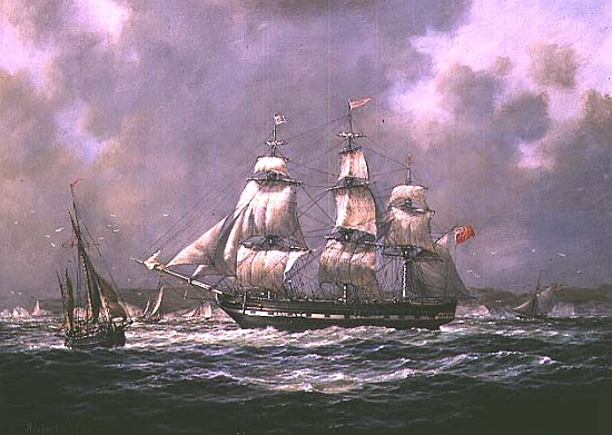 East Indiaman H.C.S. "Thomas Coutts" off the Needles, Isle of Wight a Richard  Willis
