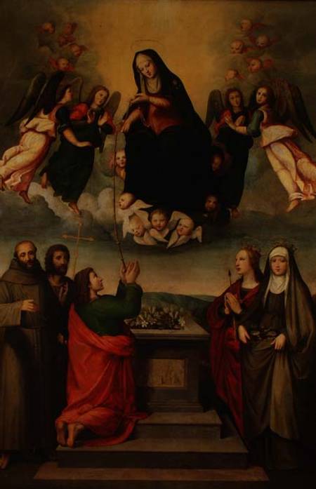 The Virgin of the Sacred Girdle with SS. Thomas, Francis, John the Baptist, Ursula and Elizabeth of a Ridolfo Ghirlandaio
