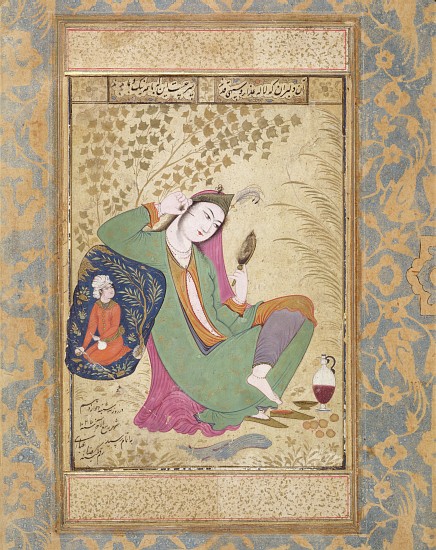 Lady with a Mirror, 16th/17th century a Riza-i Abbasi
