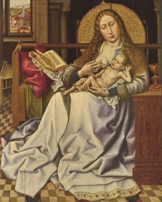 Madonna with the child in front of a screen a Robert Campin
