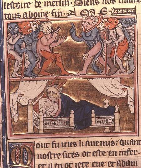Ms Fr. 95 f.113v Council of Demons a Robert de Boron