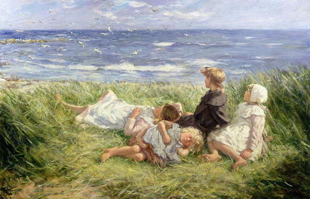Sea Gulls and Sapphire Seas, 1912 (oil on canvas) a Robert Gemmell Hutchison