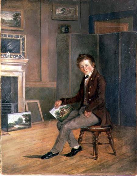 Portrait of Joseph Stannard (1797-1830) as a Youth (oil on paper on canvas) a Robert Ladbrooke