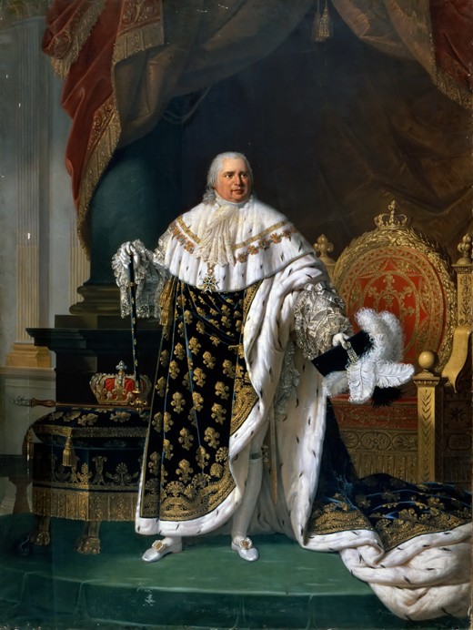 Portrait of Louis XVIII (1755-1824) in coronation robes a Robert Lefevre