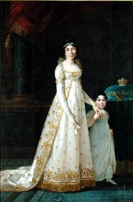 Portrait of Marie-Julie Clary (1777-1845) Queen of Naples with her daughter Zenaide Bonaparte (1801- a Robert Lefevre