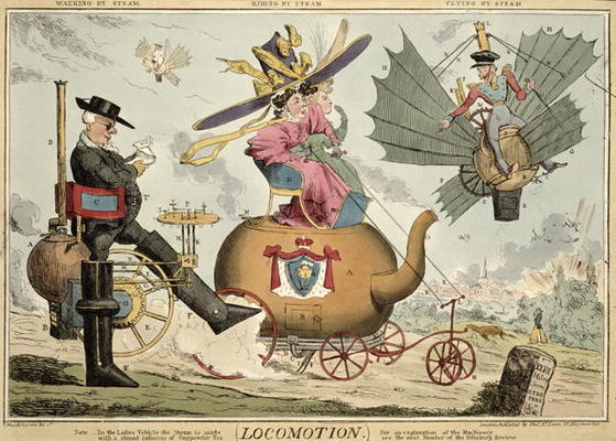 Locomotion - Walking by Steam, Riding by Steam, Flying by Steam, published by Thomas McLean, London a Robert Seymour