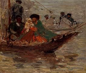 Kalmuck boat on the Wolga. a Robert Sterl