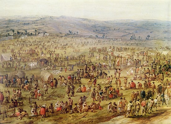 Military Encampment (oil on copper) (detail of 341904) a Robert van den Hoecke