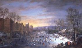 Ice Skating on the Stadtgraben in Brussels