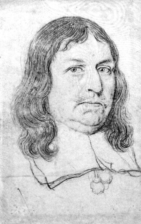 Male portrait possibly of Oliver Cromwell (1599-1658) cil on a Robert White