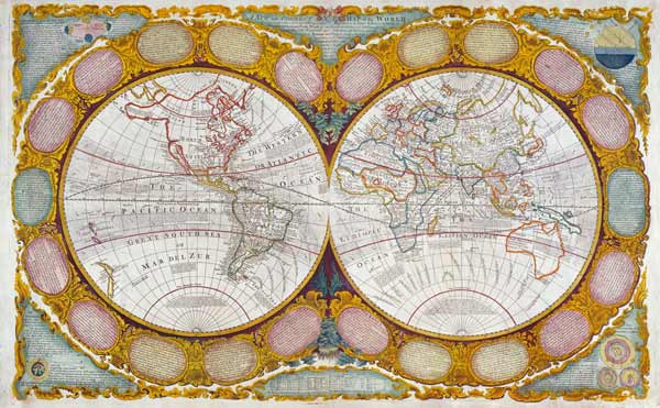 A New and Correct Map of the World, 1770-97 a Robert Wilkinson