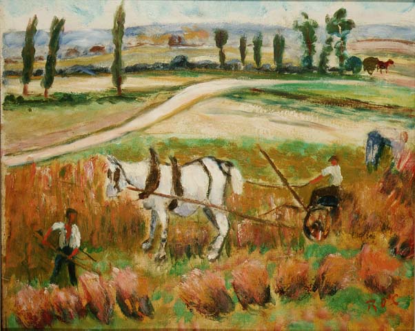 Harvesting with a White Horse (oil on board)  a Roderic O'Conor