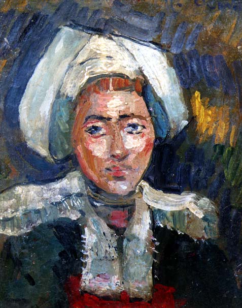 Head of a Breton Woman (oil on panel)  a Roderic O'Conor