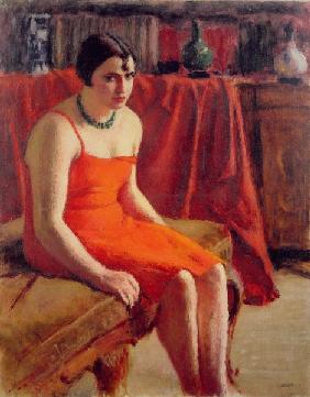 Seated Woman in a Red Dress, 1929 (oil on canvas) 