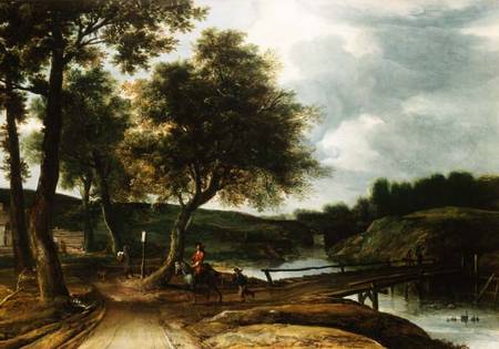 A Wooded River Landscape a Roelandt Roghman