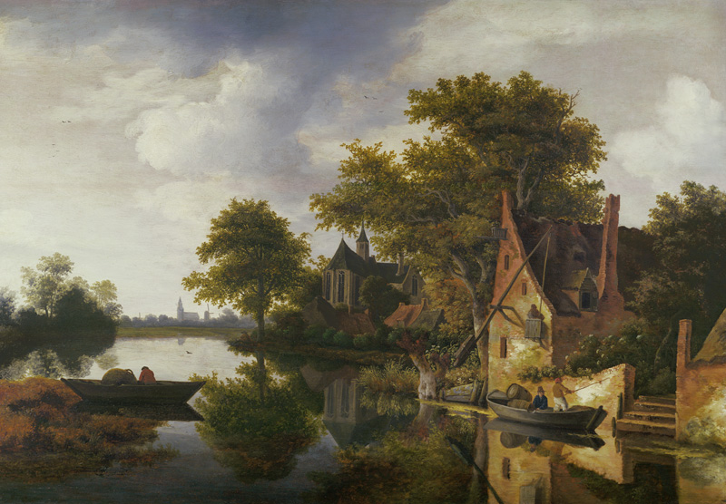 River Landscape a Roelof van Vries